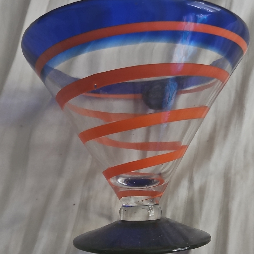 Blue and Orange Swirl Glass